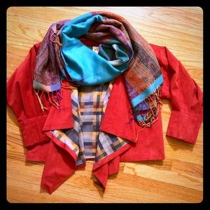 Swinging Lapel Brick Suede Blazer